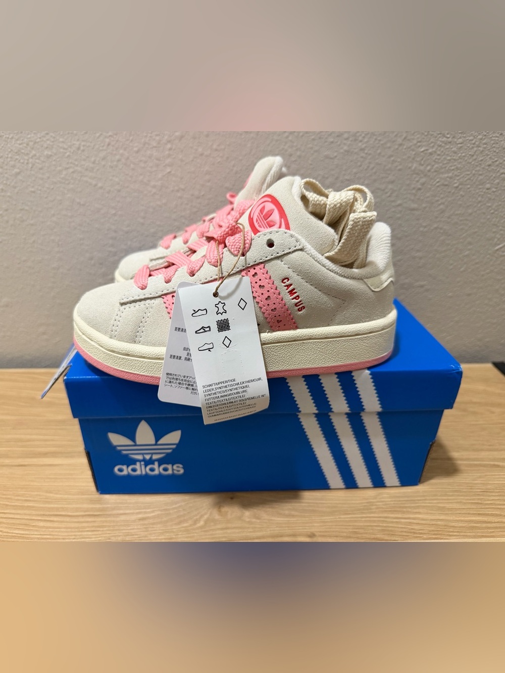adidas Kids Campus Sneakers in Beige and Pink